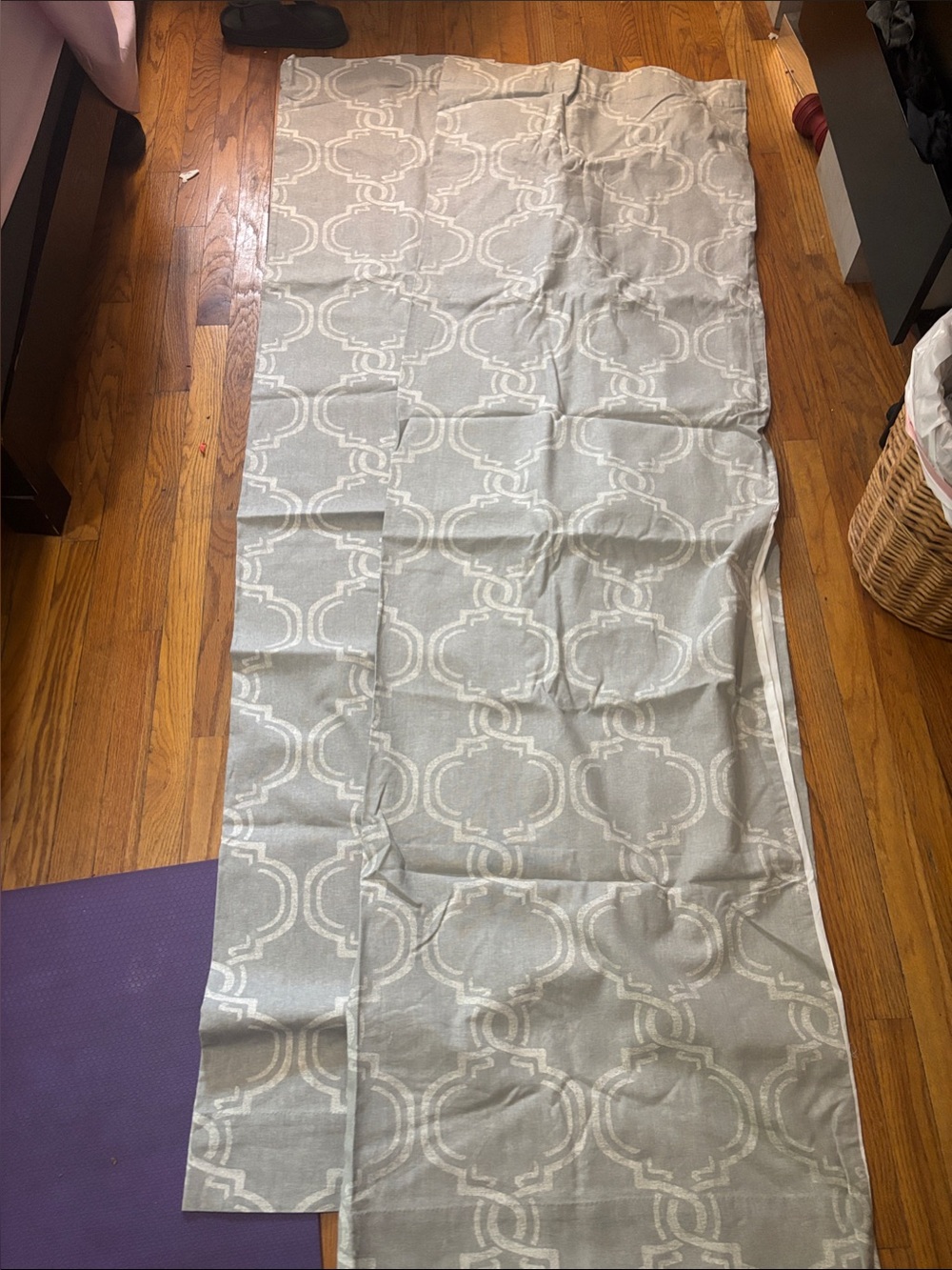 2 Pottery Barn Gray and White Geometric Curtain Panels 50x84